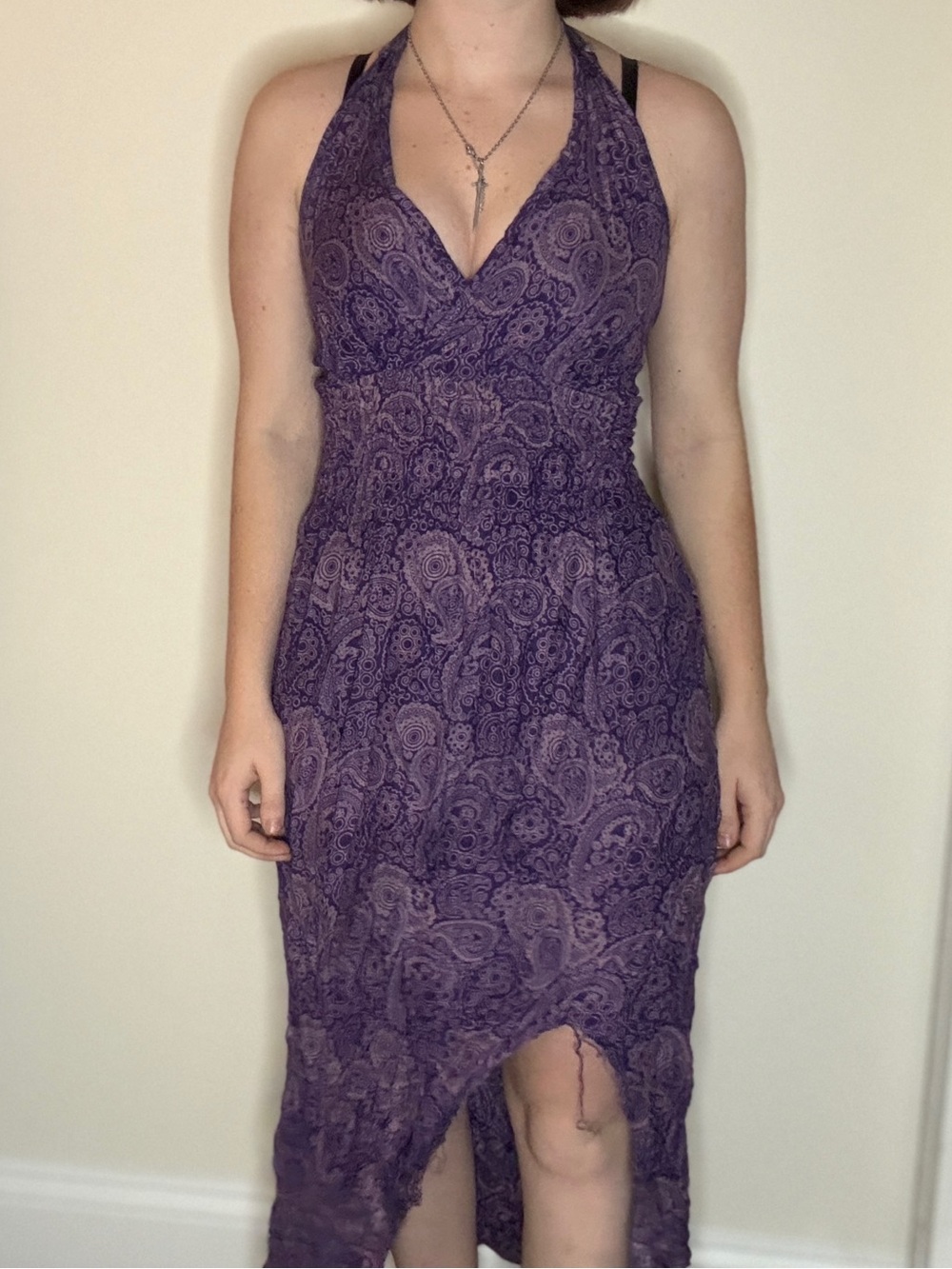 Purple Halter Paisley Tie Dress